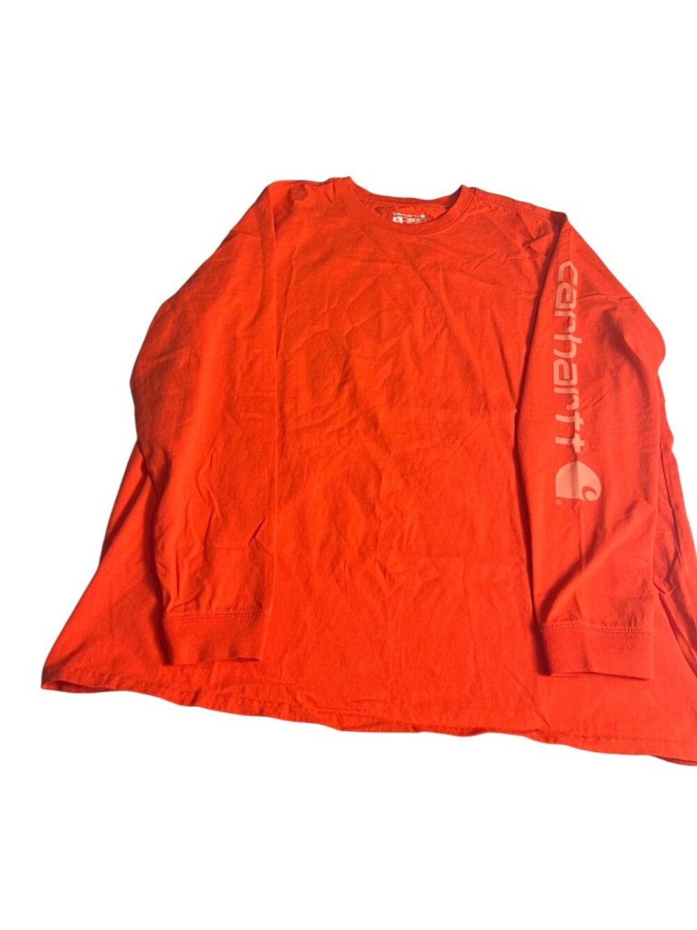 Carhartt women’s 16-18 Loose Fit Long Sleeve Orange Cotton Shirt XL casual logo